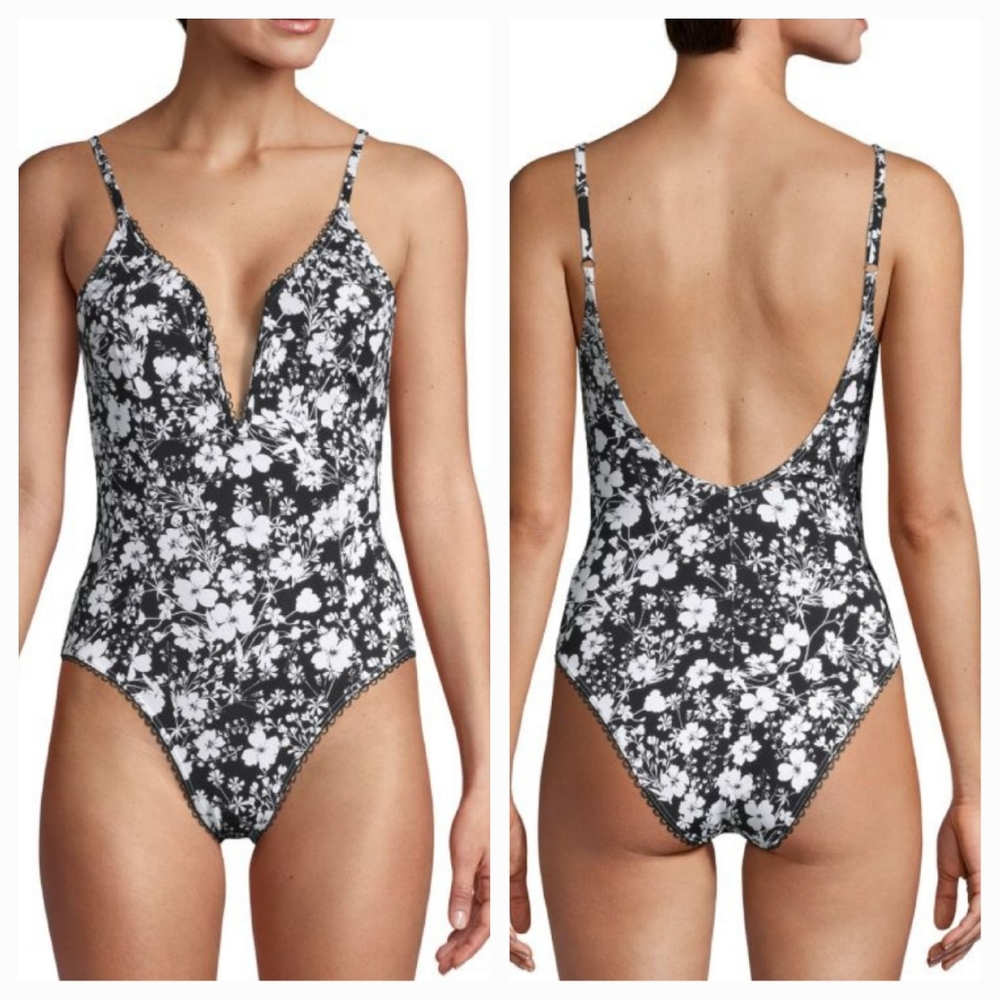 Avec Les Filles Floral One-piece Swimsuit, Size L